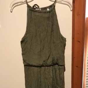 Olive green long pant romper